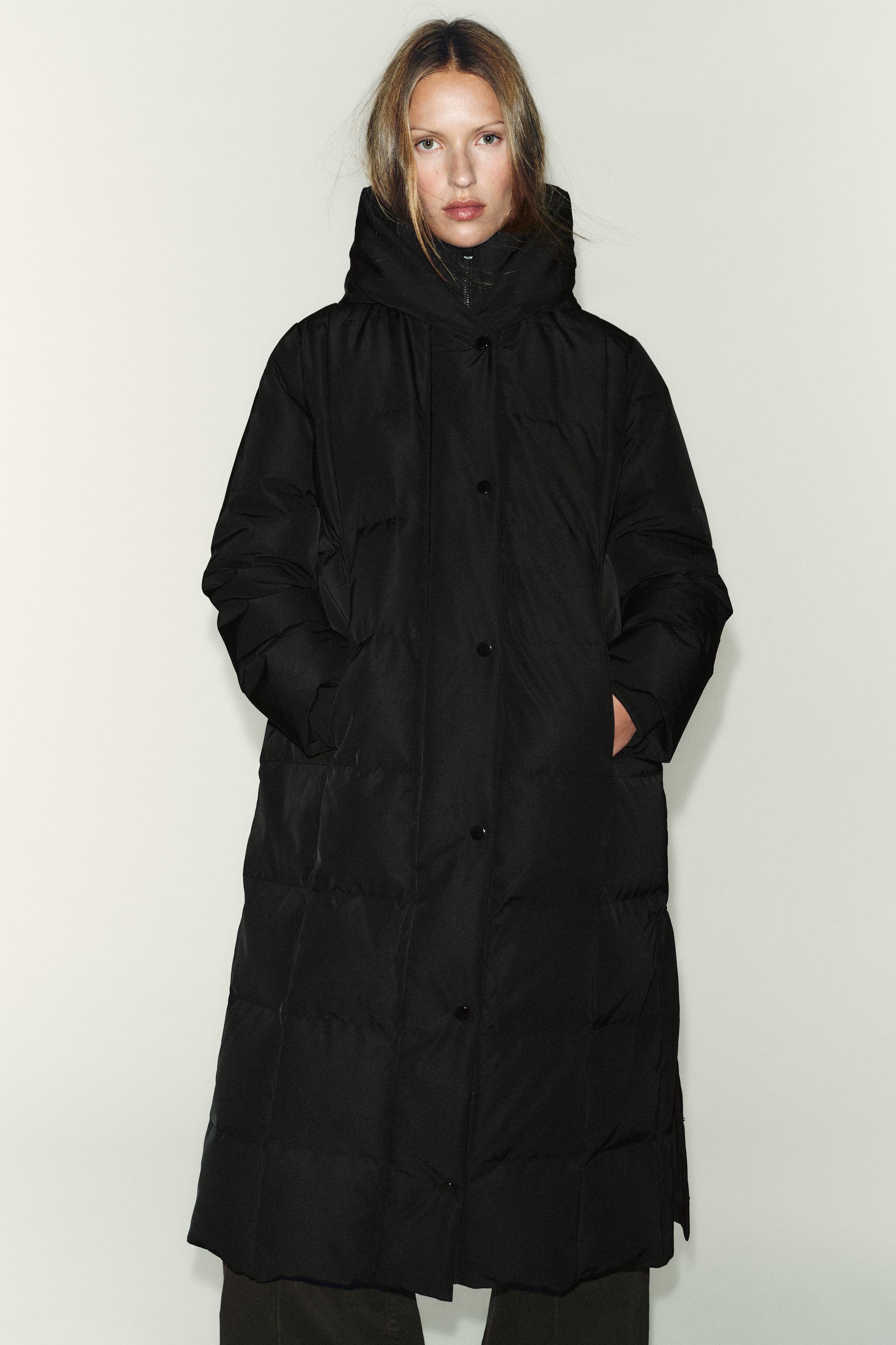 LONG WATER REPELLENT WINDPROOF HOODED DOWN JACKET